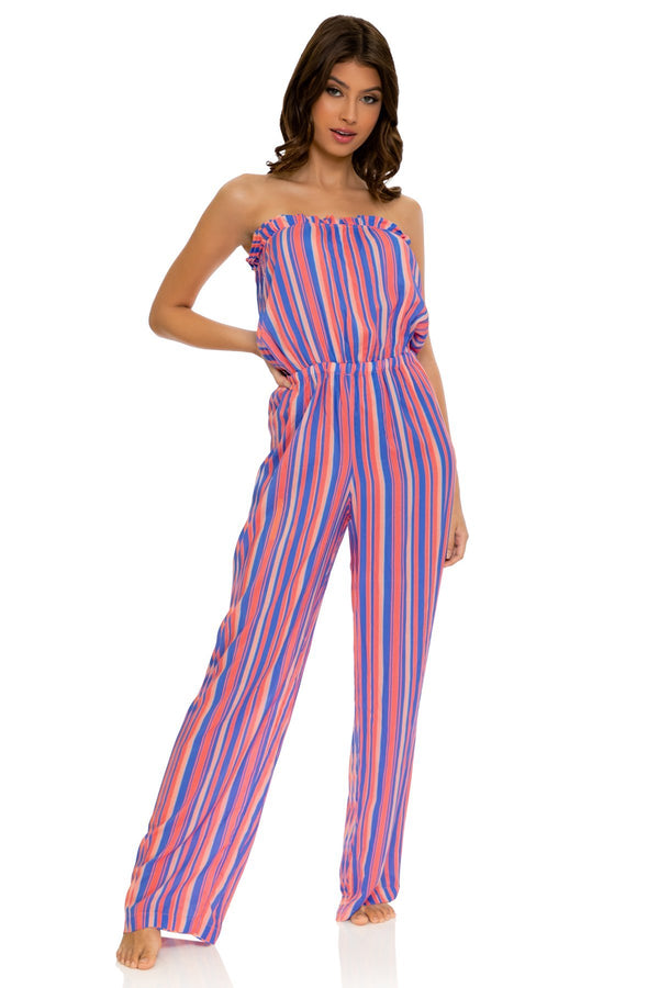 Luli Fama Playtime STRAPLESS RUFFLE JUMPSUITE
